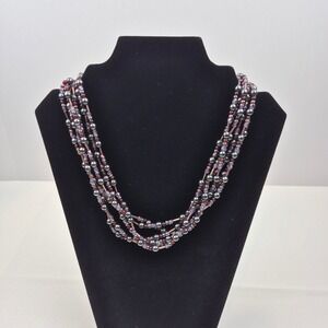Joan Rivers‎ NWOT 18" Multi Strand Purple Red Black Beaded Necklace Cocktail Y2K